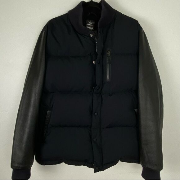 Nike Mens NSW Sportswear Destroyer Varsity Bomber Jacket Leather/Nylon Down XL - Picture 15 of 16